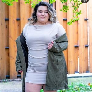 Boat neck long sleeve dress